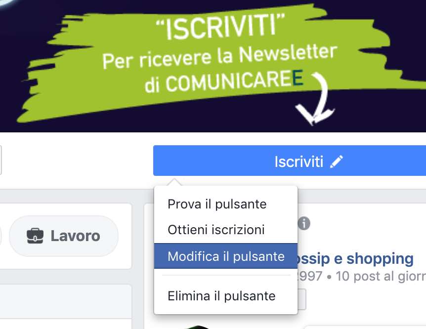 pulsante in evidenza per vendere con lo shop online di facebook