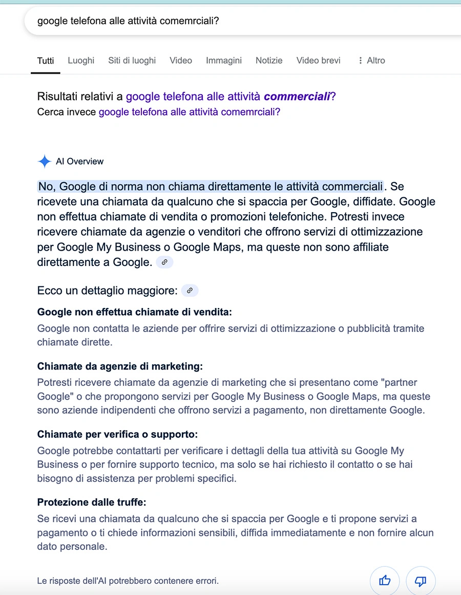 Mi ha telefonato Google
